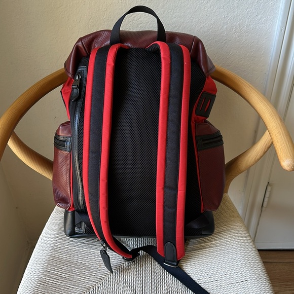 *NWOT* COACH Terrain Trek Perforated Leather RED/Black Backpack. Never used. - Picture 3 of 3